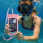 Waterproof Phone Pouch Pink with Lanyard for iPhone, Samsung & More (Up to 7") - Image 2