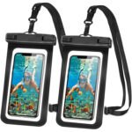 Waterproof Phone Pouch Black with Lanyard for iPhone, Samsung & More (Up to 7")
