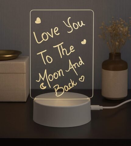 LED Acrylic Message Board Night Light with Pen – USB Rewritable Sign Gift