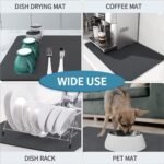 Multi Purpose Draining Mat, Super Absorbent | Quick Dry Dish Drainer | Anti Slip Drainer - Image 2